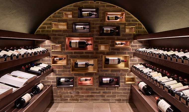 Wine in cellar on shelves