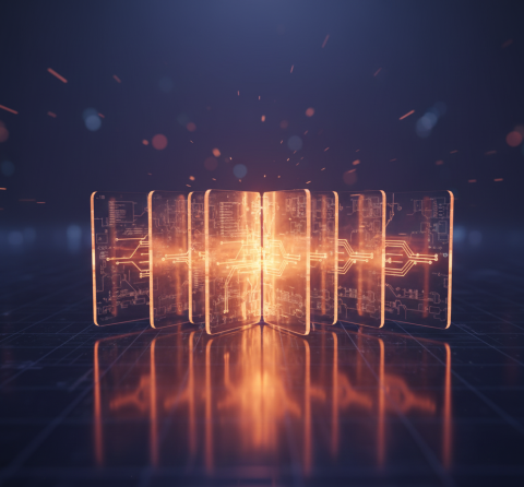 orange cards with orange beams going through it